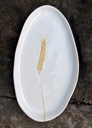 Handmade ceramic tray with ear of wheat1 photo