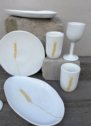 Handmade ceramic tray with ear of wheat2 photo