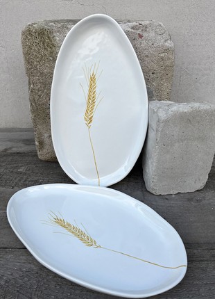 Handmade ceramic tray with ear of wheat5 photo