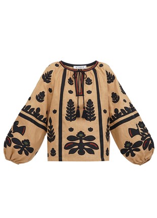 Linen embroidered shirt Korchynskyi Beige10 photo