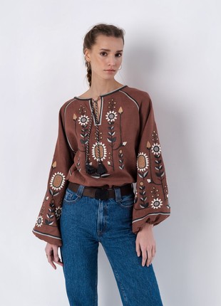 Embroidered shirt with floral ornament LITO 2