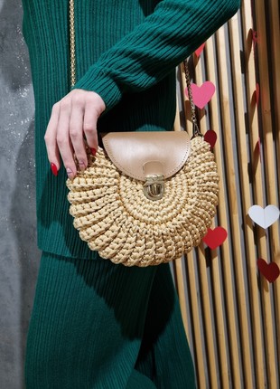 Crochet Women Bag with leather