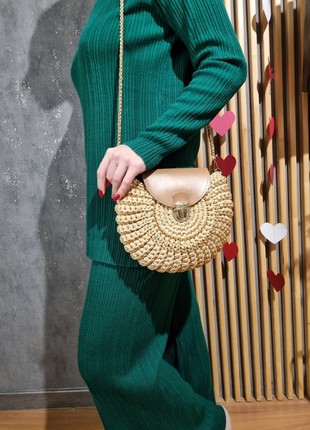 Crochet Women Bag with leather3 photo