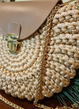 Crochet Women Bag with leather7 photo