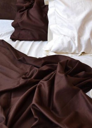 Satin bedding set CREMA AND CHOCOLATE double bed