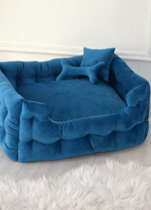 Blue Dog Bed, Cat bed, Washable dog bed, Pet bed - 51.1x31.4 in. (130x80 cm.)