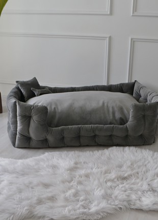 Dog bed, gray dog bed, pet bed, extra large dog bed - 23.6x19.6 in. (60x50 cm.)