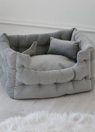 Dog bed, fluffy angel dog bed, gray dog bed, pet bed, raised dog bed - 51.1x31.4 in. (130x80 cm.)