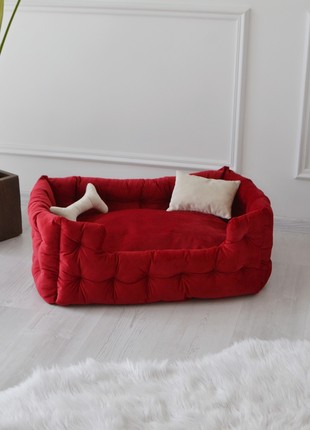 Red bed for dog, dog couch, dog bed with cover, pet beds - 51.1x31.4 in. (130x80 cm.)