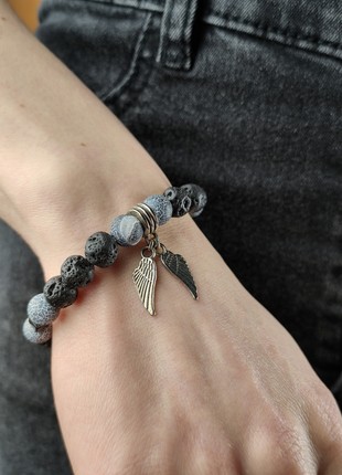 Bracelet with natural minerals and pendant "Wings"
