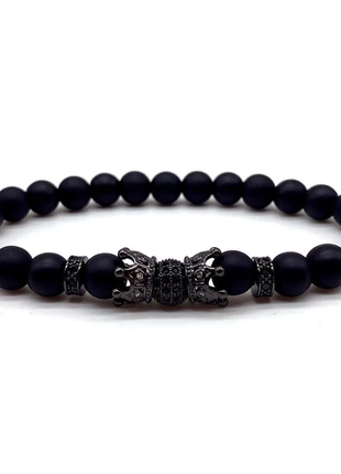 Elite shungite bracelet with black ball and crowns (90082)2 photo