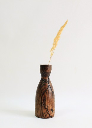 Handmade candlesticks set of 3, decorative rustic wood candle holder/vase7 photo