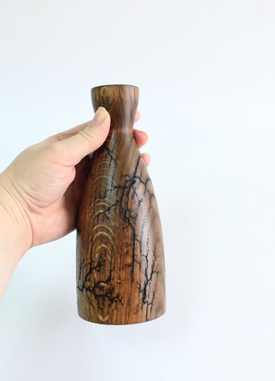 Handmade candlesticks set of 3, decorative rustic wood candle holder/vase9 photo