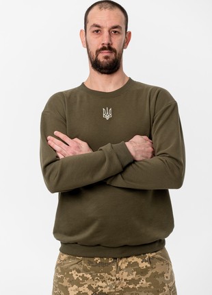 Men's sweatshirt with embroidery "Classic tryzub" khaki1 photo