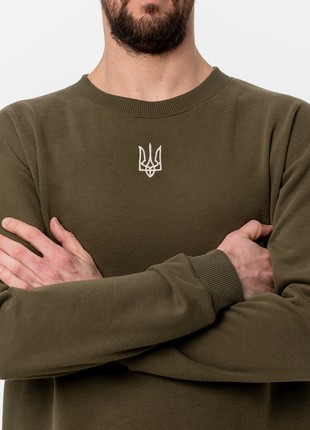 Men's sweatshirt with embroidery "Classic tryzub" khaki3 photo