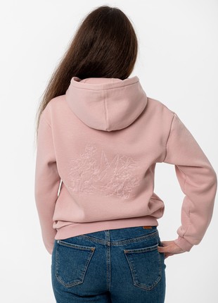 Women's hoodie with embroidery "Dove of peace" pink2 photo