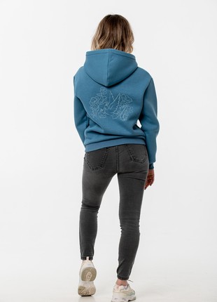 Women's hoodie with embroidery "Dove of peace" blue4 photo