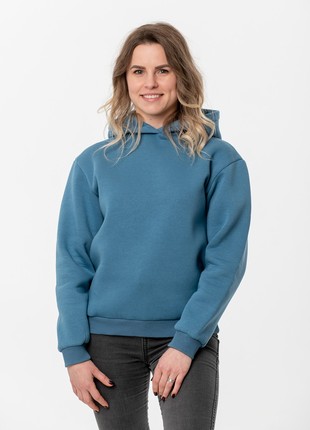 Women's hoodie with embroidery "Dove of peace" blue6 photo