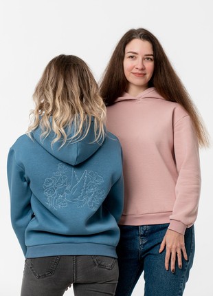 Women's hoodie with embroidery "Dove of peace" blue9 photo