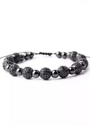 Elite Hematite Bracelet with Black Balls (90077)2 photo