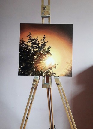 Sunset in the garden. Oil painting. Canvas on cardboard. Original2 photo
