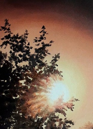 Sunset in the garden. Oil painting. Canvas on cardboard. Original1 photo