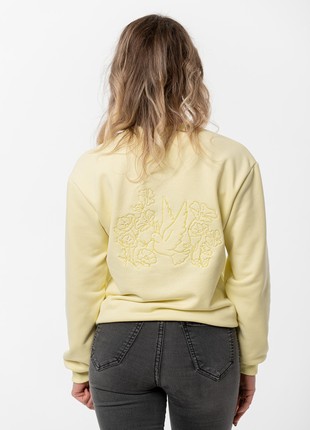 Women's sweatshirt with embroidery "Dove of peace" lemon