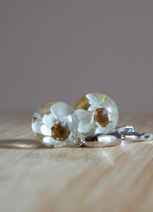 Real white flower earrings, resin flower earrings7 photo