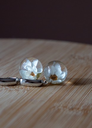Real white flower earrings, resin flower earrings8 photo