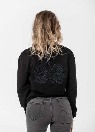 Women's sweatshirt with embroidery "Dove of peace" black