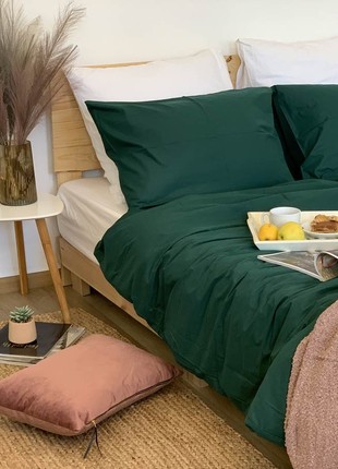 Cotton ranforce bedding set DEEP GREEN family3 photo