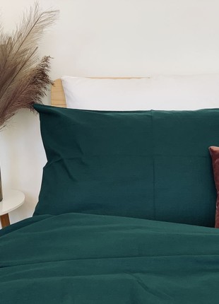 Cotton ranforce bedding set DEEP GREEN family2 photo