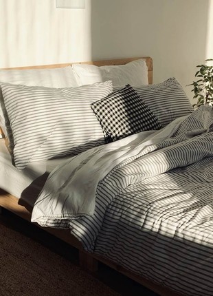 Cotton ranforce bedding set GREY STRIP single bed2 photo