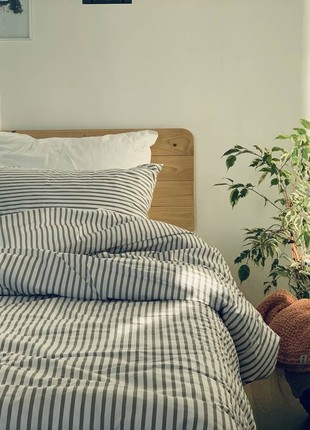 Cotton ranforce bedding set GREY STRIP king size4 photo