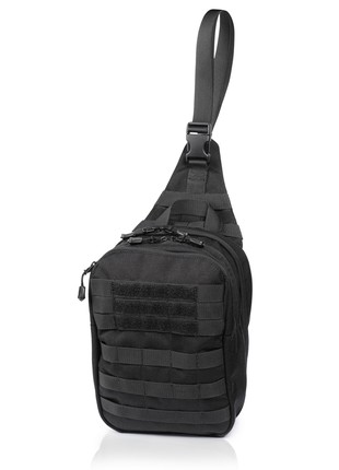 Black single-strap mini backpack2 photo