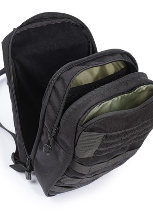 Black single-strap mini backpack4 photo