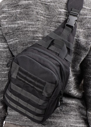 Black single-strap mini backpack1 photo
