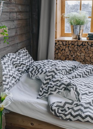 Cotton ranforce bedding set DARK ZIGZAG family3 photo