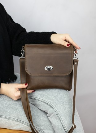 Small leather crossbody bag for women/ Shoulder purse/ Brown - 10384 photo