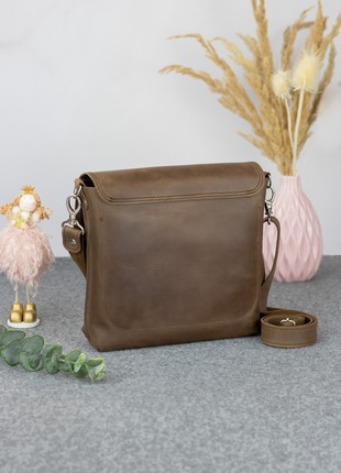 Small leather crossbody bag for women/ Shoulder purse/ Brown - 10387 photo