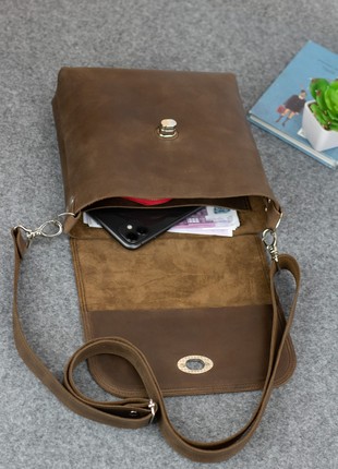Small leather crossbody bag for women/ Shoulder purse/ Brown - 10388 photo