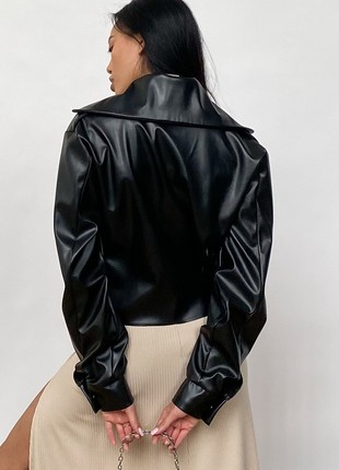 Short jacket made of eco leather in black color6 photo