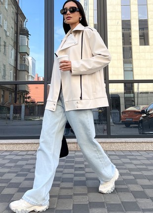 Jacket made of eco leather in white color3 photo