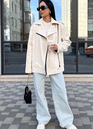 Jacket made of eco leather in white color