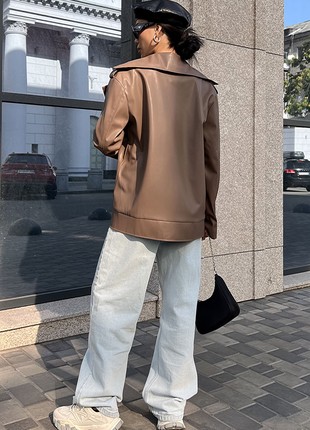 Jacket made of eco leather in mocha color5 photo