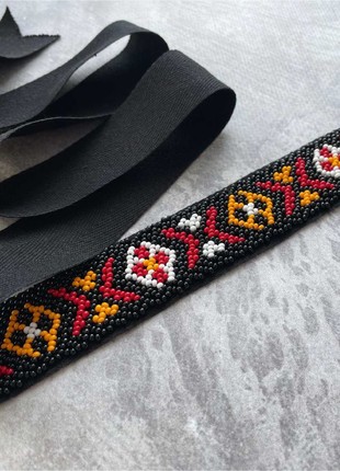 Geometric beaded choker Stripe gerdan Traditional Ukraine bead necklace5 photo