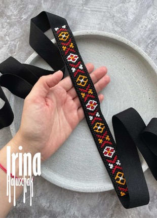 Geometric beaded choker Stripe gerdan Traditional Ukraine bead necklace2 photo