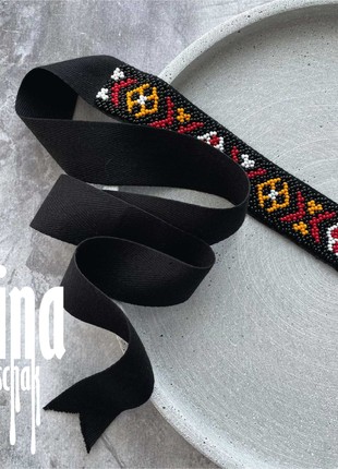 Geometric beaded choker Stripe gerdan Traditional Ukraine bead necklace8 photo