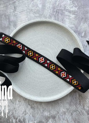 Geometric beaded choker Stripe gerdan Traditional Ukraine bead necklace