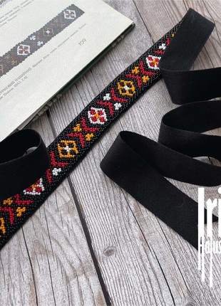 Geometric beaded choker Stripe gerdan Traditional Ukraine bead necklace3 photo